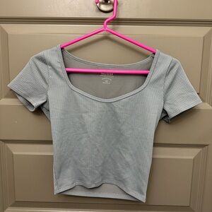 Hollister Light Gray Ribbed Crop Top